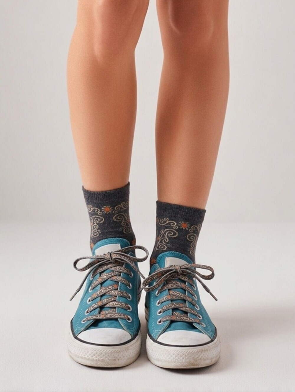 Converse Turquoise Sneakers with Decorative Laces Sz 7.5 Gently Loved